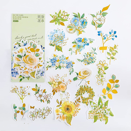 Beyong 60 st Vintage Blad- och Blomsterdekaler - Söta Washi Dekorativa Dekaler, DIY för Telefon, Plånbok, Laptop, Planerare, Dagbok, Journal, Skrapbok
