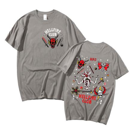Hellfire Club Print Fashion T-shirt Toppar För Män Och Kvinnor Dark Grey 2xl