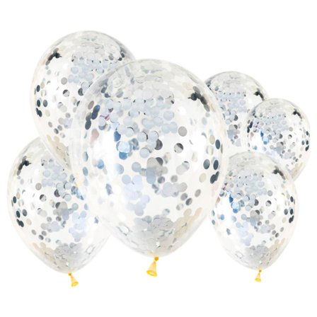 Konfettiballonger Sølv 6-pakning