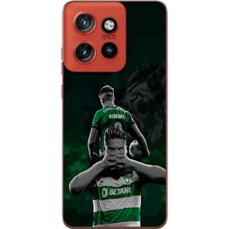 Yhteensopiva Puhelinkuori Motorola Edge 50 Neo Neonmotiivi, jossa teksti "Gaming is in my DNA" sinisenä ja punaisena tiiliseinällä, jossa loistava DNA