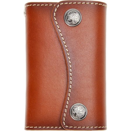 Ægte lædernøgleetui med to knapper, (brun)