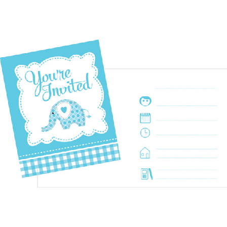 Kreativa festliga baby söta elefantinbjudningar (förpackning om 8) En