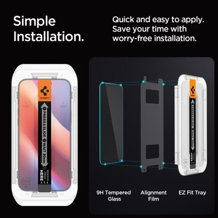 Spigen Glas.tR EZ Fit Privacy Tempered Glass for iPhone 16 Pro / 17 / 17 Pro - 2 stk.