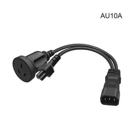 Y-splitter Adapterkabel IEC320 C14 Han til C13+AU10A/16A Hun Strømkabel 10A