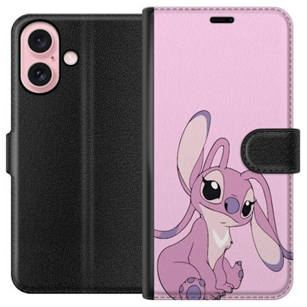 Apple iPhone 16 Lompakkokotelo Stitch vaaleanpunainen