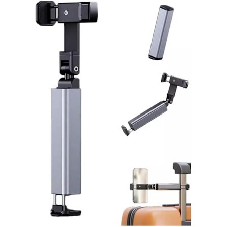 Bærbar Telefonholder til Fly, Skrivebord og Bord med 360 Graders Rotation Perfekt Rejsetilbehør til Tog eller Fly Sølv