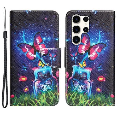 Wonderland Samsung Galaxy S24 Ultra flip-etui - Flaske Og Sommerfugl
