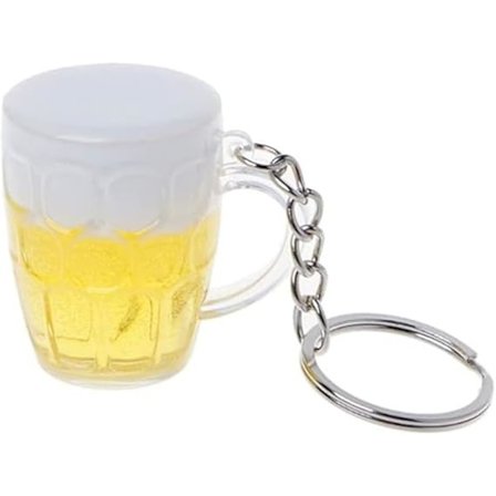 Nyckelring i form av en ölflaska, miniatyrmodell av en ölmugg, nyckelring med ölhänge, present till ölälskare, present till kvinnor och män som 