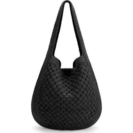 Strikkede skuldertasker Hæklet taske SORT