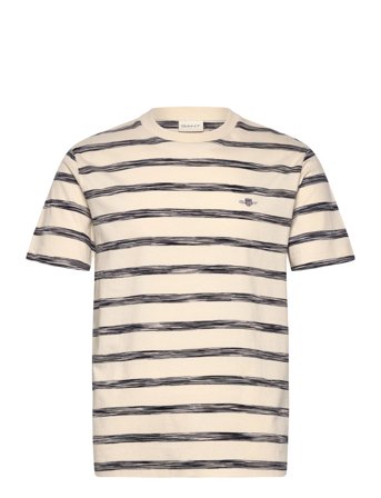 Striped Ss T-Shirt Tops T-shirts Short-sleeved Beige GANT