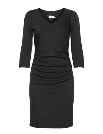 India V-Neck 3/4 Sl Kort Kjole Svart Kaffe