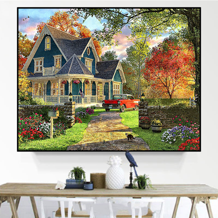 Maalaus DIY 5D Timanttimaalaus Sarjat Maisemamaalaukset Maaseutu