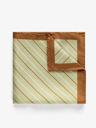 John Henric Men's Light Green & Mid Brown Pinstripe Pocket Square Size Onesize