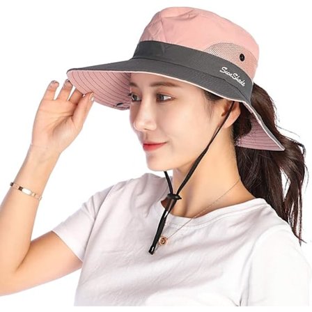 Kvinnors solhatt bred brätte hink mesh boonie hattar utomhus fiske UV-skydd