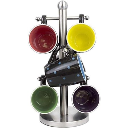 Rustfrit stål træformet krushylde træ te kop opbevaringsholder stativ hjem køkken krus hængende hylde