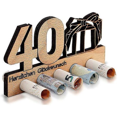 40 års fødselsdag pengegave træ dekoration (FMY)