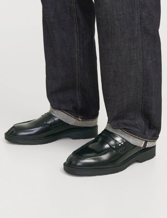 Jack & Jones Jfwdax Leather Loafer Styd Noos - Black - 43