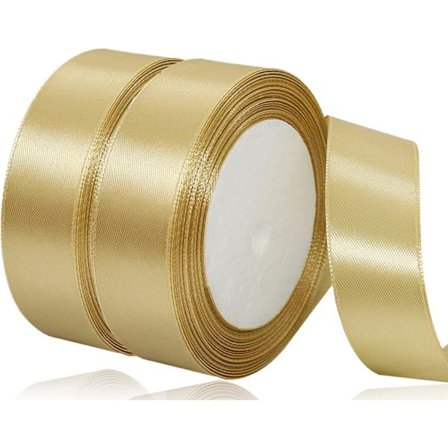 Guld Satängband 25mm, 2 Rullar 44 Meter Solid Color Fabric Ribb