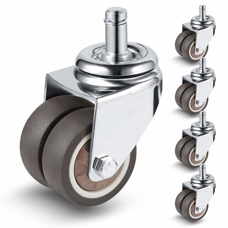 Pakke med 5 50mm kontorstolhjul med to hjul 11mm*22mm, kontorstolhjul, stille og jævn glidning, drejelige hjul