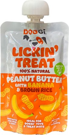 DOGGI Lickin' Treat Peanut Butter with Banana and Brown Rice makupala, 100 g