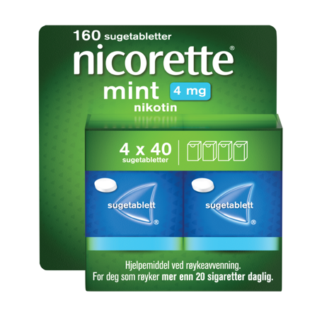 Nicorette 4 mg sugetabletter, Mint, 160 stk.