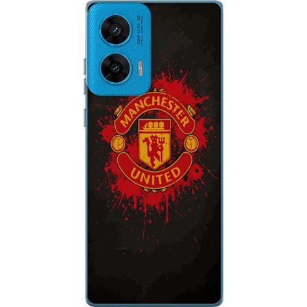Kompatibelt Mobildeksel til Motorola Motorola G96 Manchester United logo i rød og gul farge med røff sportslig bakgrunn