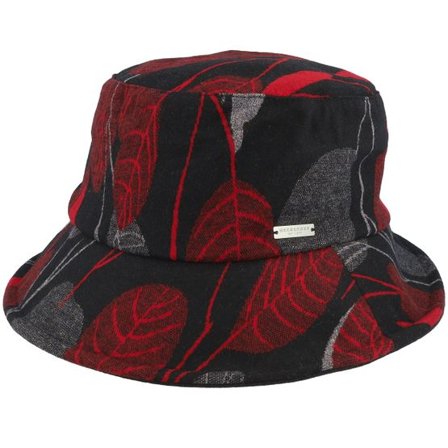 Seeberger - Svart bucket Hatt - Viscose Fabric Red/Black Bucket @ Hatstore