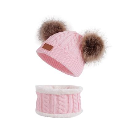 Winter Kid Barn Stickad Mössa Scarf Set Varm Andas