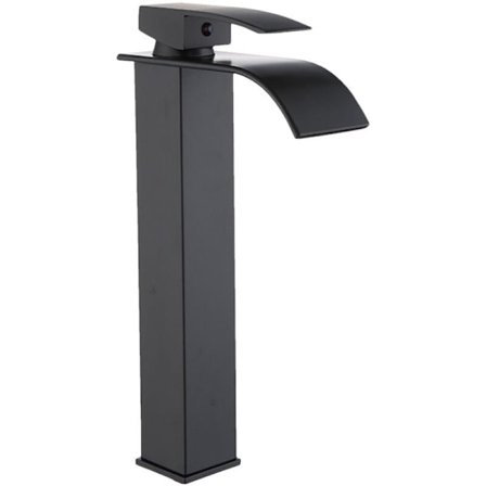 Vattenfall Blandare Badrum Handfat Mässing Bassäng Vattenkran Hög Enkelspaksblandare Varmt och Kallt Blandningsbatteri med 2 Slangar, av DEBUNS