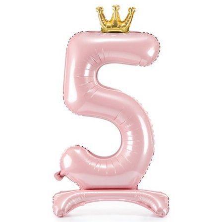 Sifferballong Stående Rosa Krona "0-9" Siffra 5
