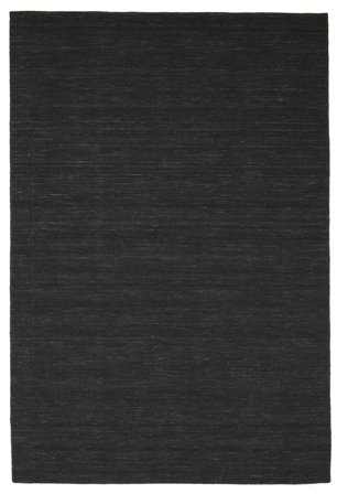 Wool Rug Plain (Single Colored) Handloom Flat Black