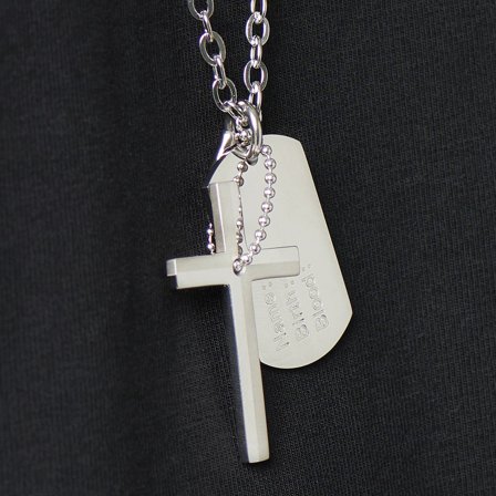 Stilrent Kors Dogtag Stålhalskjede for menn - Stålhalskjeder