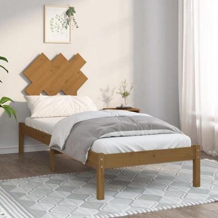 Vidaxl Sängram Honungsbrun 75x190 Cm Massivt Trä Brun