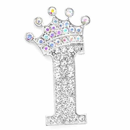 Fashion Crown 26 begyndelsesbogstaver A til Z Crystal Rhinestone Broo Silver-I