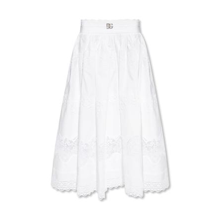 Dolce & Gabbana, Lace skirt Wit, Dames, Maat:M,Katoen,strepen