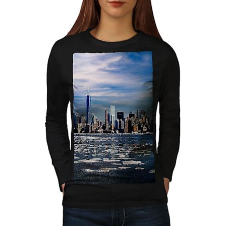 Usa New York City svart långärmad t-shirt för kvinnor