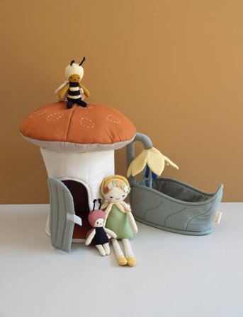 Fabelab Fabric House Mushroom - Multi/patterned - H:30XD:32CM