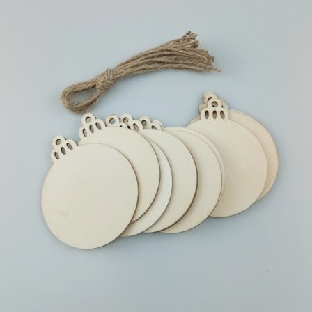 30 st Träskivor med Hål, Obehandlade Förborrade Naturliga Träskivor för Hantverk, DIY Julgransprydnader att Hänga