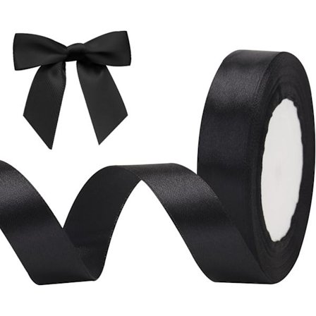 Sort satinbånd, 20 mm gaveindpakningsbånd, 22 m bånd til gaveindpakning, dekorativt bånd til Halloween, tykt stofbånd sort