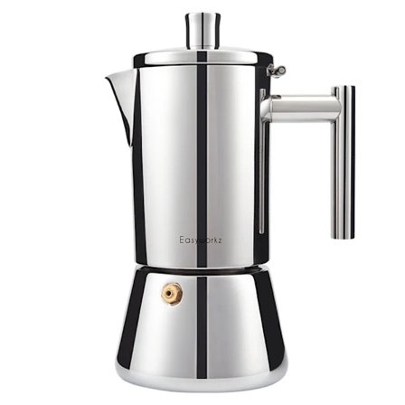 Italiensk kaffemaskine i rustfrit stål Maple, Espressokande, 6 kopper, 300 ml, Induktions Moka-kande.