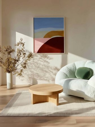 Plain (Single Colored) Large Handloom Frame Rug - Natural White/Beige 300X400 Wool