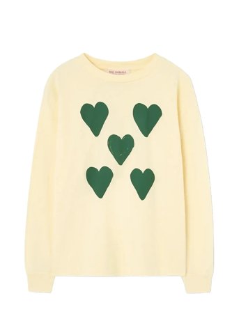 THE ANIMALS OBSERVATORY Hearts Yellow Dof Lonf Sleeve T-Shirt - Yellow - 12 Y