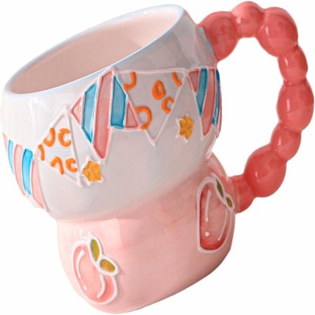 35 cl Keramisk kaffekop med tegneseriemotiv – Æstetisk håndtegnet kreativt design, søde dyre-/karaktermønstre, perfekt til kaffe