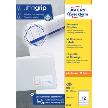 Etikett Hvit 97x42,3 mm