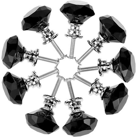 10 stk Krystallglass Skapsknapper 30mm Diamantformet Skuffsett