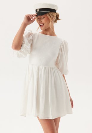 Bubbleroom Occasion Tie Back Short Dress White XXS