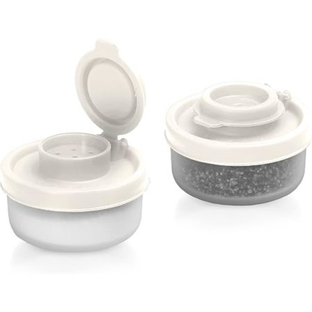 40 ml, sett med 2, BPA-frie gjennomsiktige plast salt- og pepperbøsser, reisesett, for salt, pepper, krydder, ideelt for camping, fotturer, utendørs 