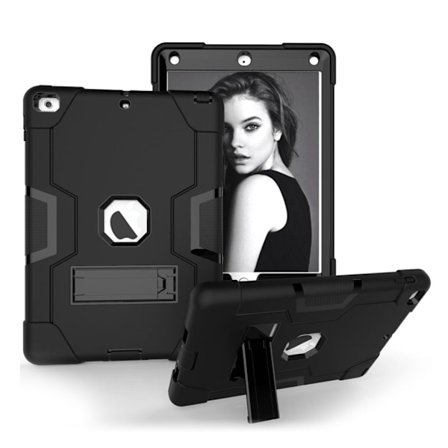 iPad (2017) bi-farve silikone hybrid etui - Sort