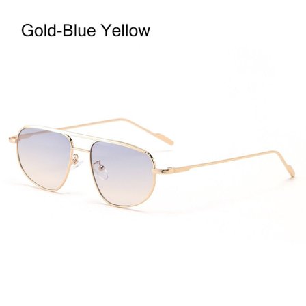 Naisten retro-aurinkolasit Epäsäännöllinen neliökehys KULTA-SININEN