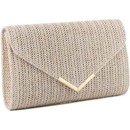 Clutch - Dame - Beige - Høykvalitets strå - Strandveske - Elegant design
